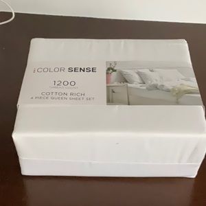 Brand new color sense 1200 thread count white 4 piece queen sheet set